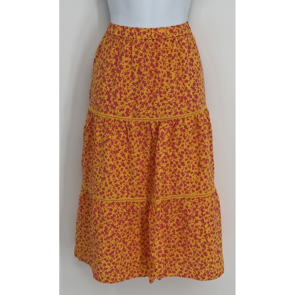 J.Crew S Micro Floral Midi Skirt Cottage Boho Fairy Whimsical